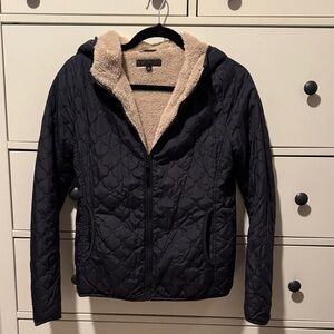 [UNIQLO] Navy Quilted Jacket with Tan Lining XS